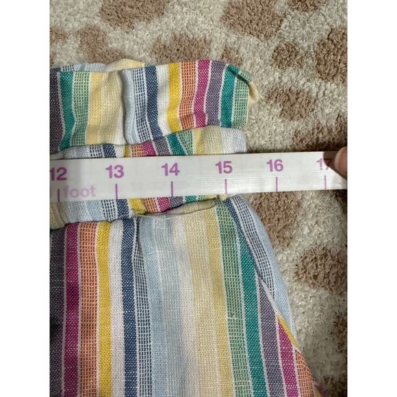 Hummingbird SZ Large Women‎ Linen Blend Striped Rainbow Muted Neutral Shorts - Picture 7 of 8